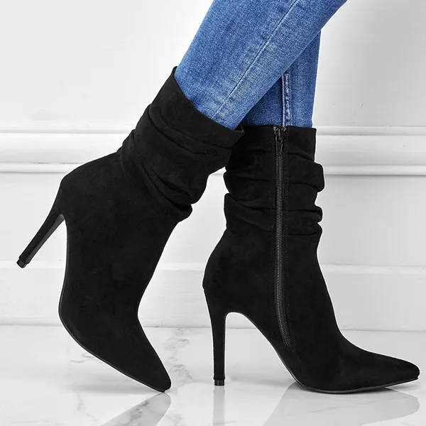 Modische, einfarbige Stiefeletten mit hohen Absätzen