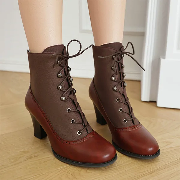 Stiefeletten mit überkreuzter Spitze und mittelhohem Absatz